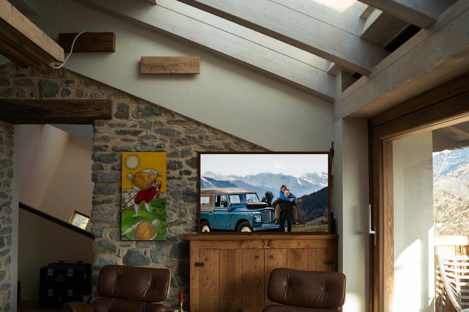 Framed canvas of a couple in the Italian Alps