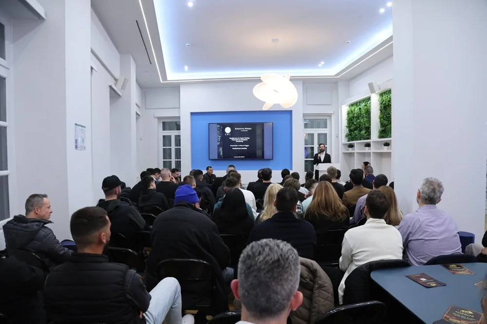 Nikolaos Kolettis presenting to an audience