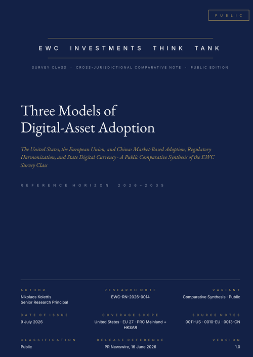 EWC Investments Think Tank research cover: Three Models of Digital-Asset Adoption
