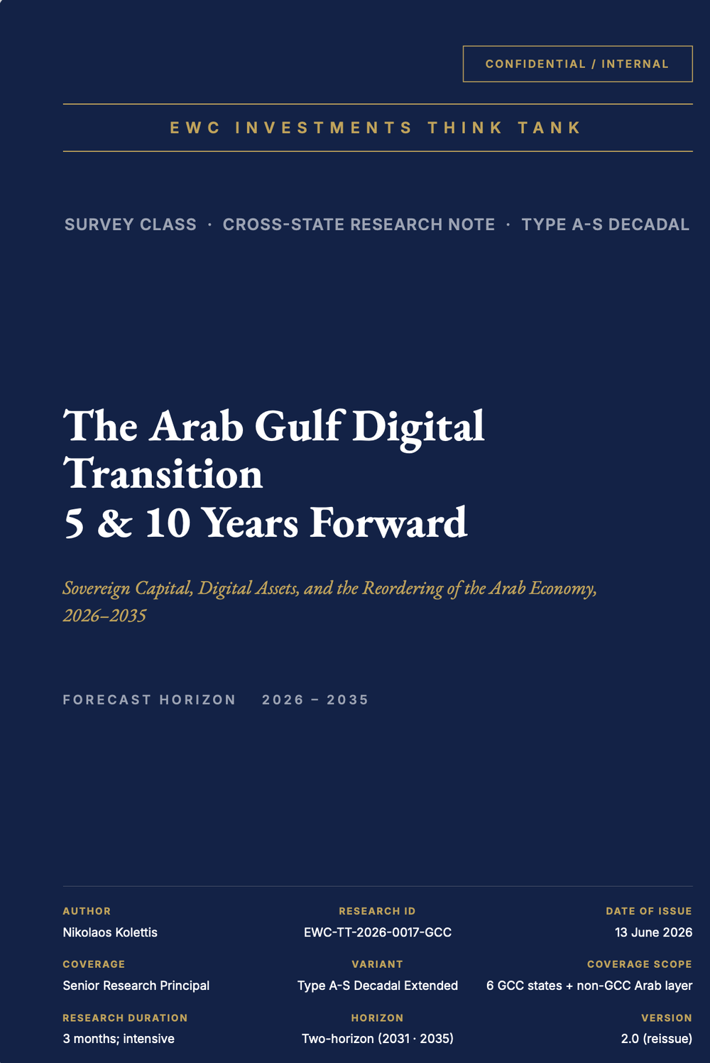 EWC Investments research note cover: GCC Arab Gulf Digital Asset Adoption