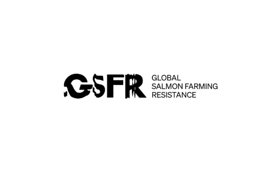 Logo for Global Salmon Farming Resistance (GSFR) with bold black text and a stylized design.