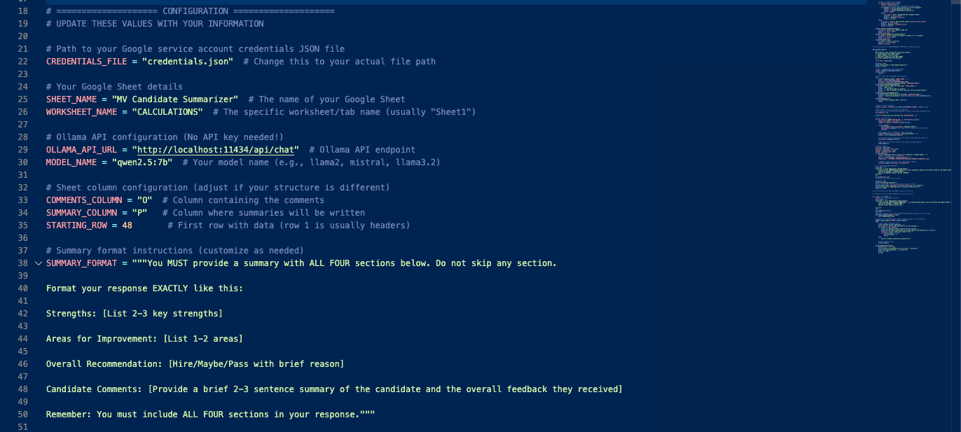 Configuration Code Snippet