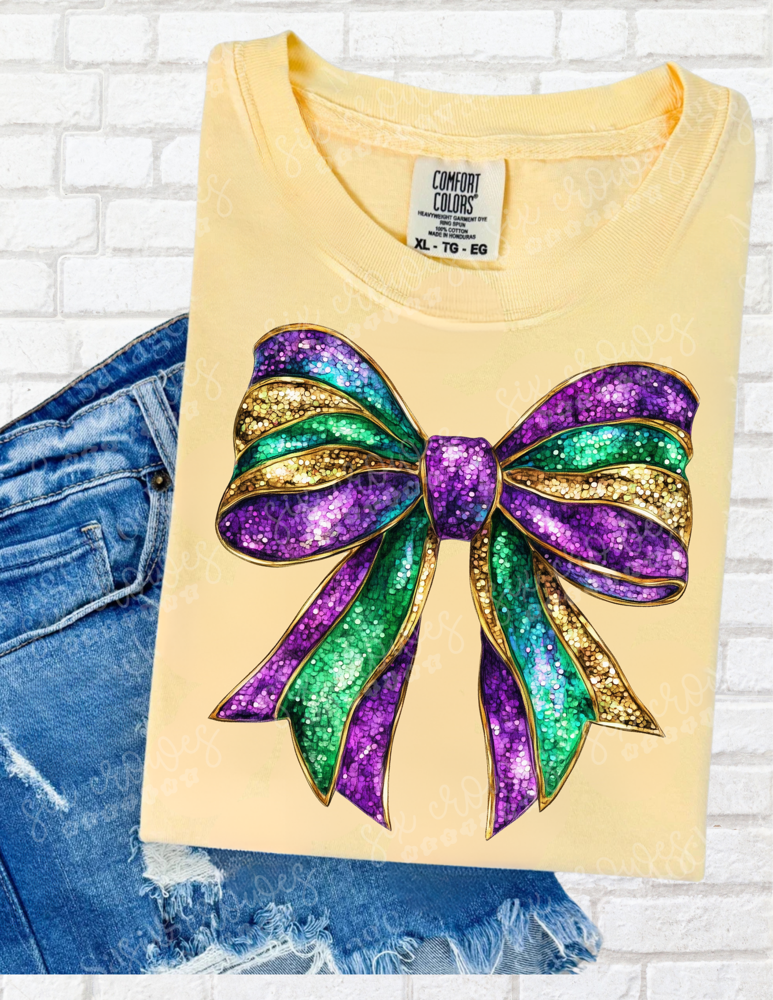 Glitsy Mardi Gras Bow