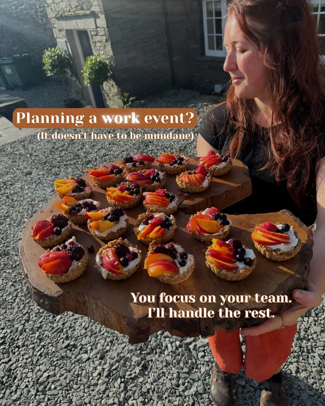 Hosting a work event should be about celebrating your team, not worrying about the food, the setup, or the clean-up!

That&rsquo;s where I come in🤗

I&rsquo;ll design a menu that&rsquo;s seasonal, creative and tailored to your company. I&rsquo;ll ta