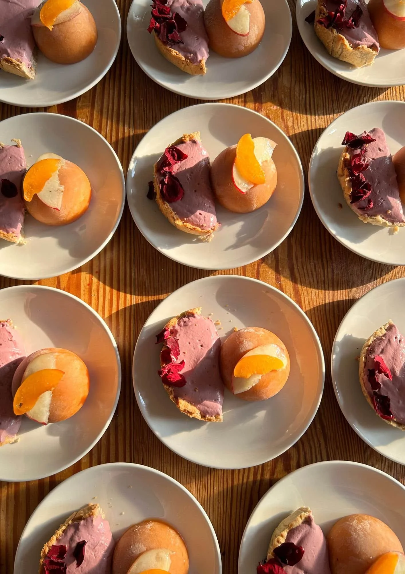 Earthly Feasts retreat catering. Small white plates with delicious retreat catering