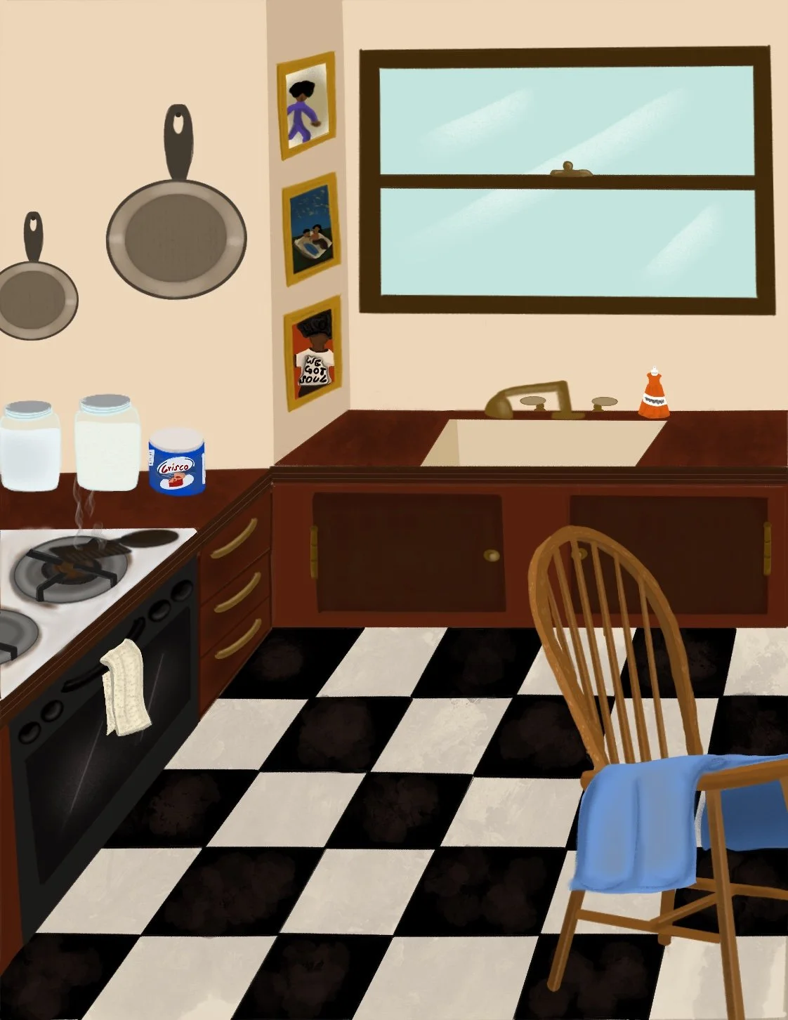 original piece by devyn sinclair. 'nana's kitchen'