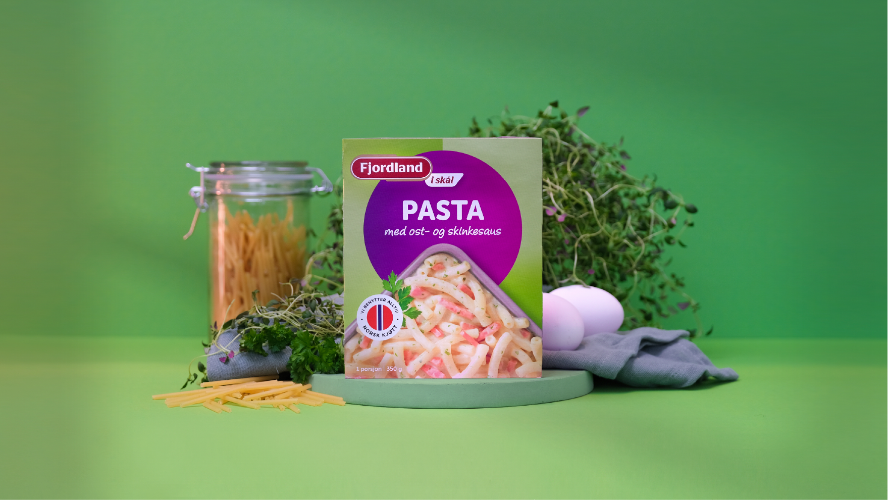 miljøbilder fjordland pasta med ost og skinkesaus yuna foto.png