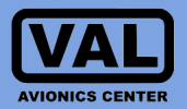 VAL Avionics Center logo on a blue background