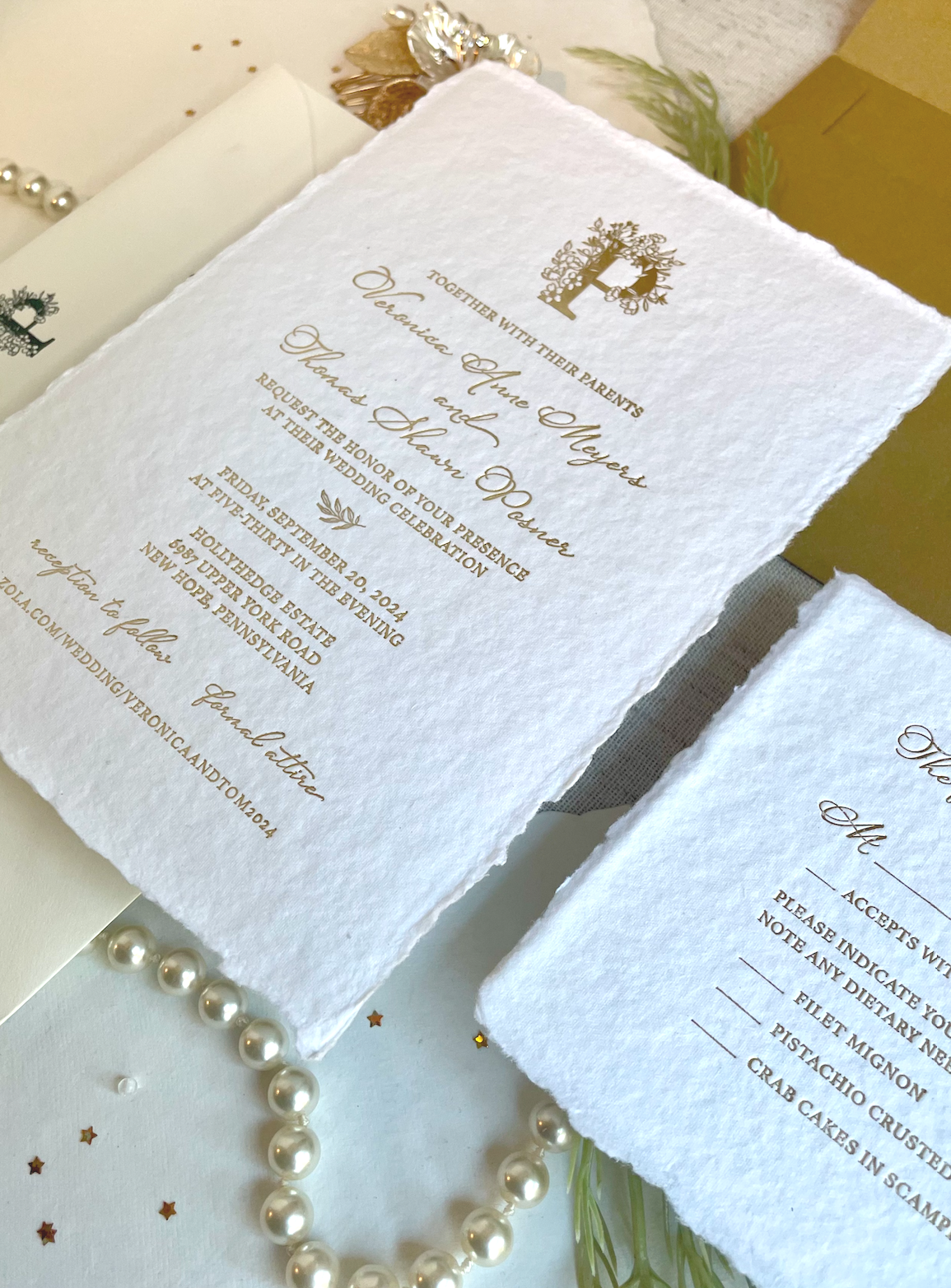 handmade paper with gold foil