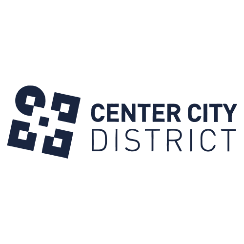 Center City District logo with a stylized square and text.