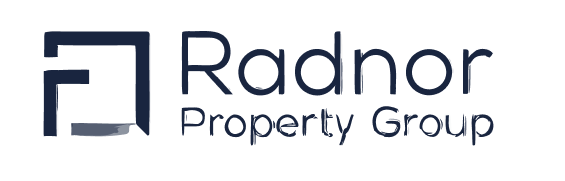Radnor Property Group logo with a stylized geometric 'R' in blue and black text.