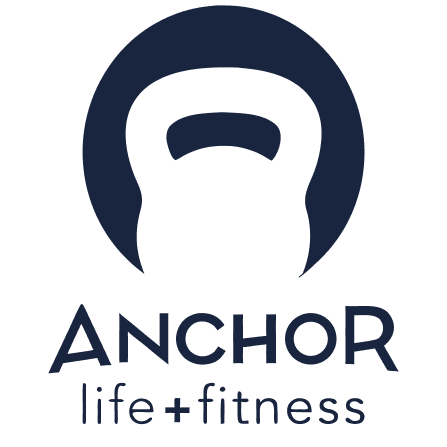 Logo of Anchor Life & Fitness featuring a stylized kettlebell above the text