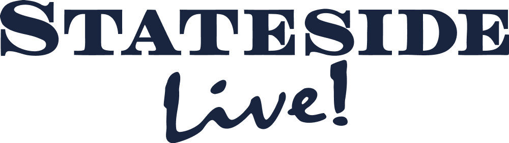 Text reading 'Stateside live!' with 'Stateside' in large uppercase font and 'live!' in smaller, cursive font.