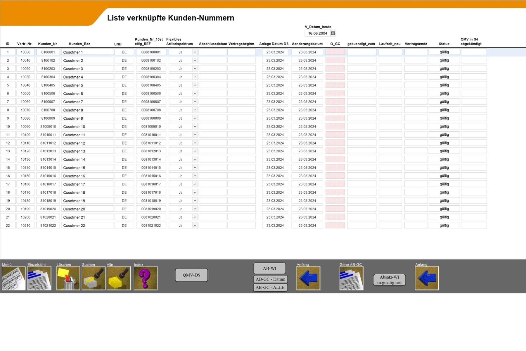 List of connected Customer-Nos. to monitor the open, daily order volume