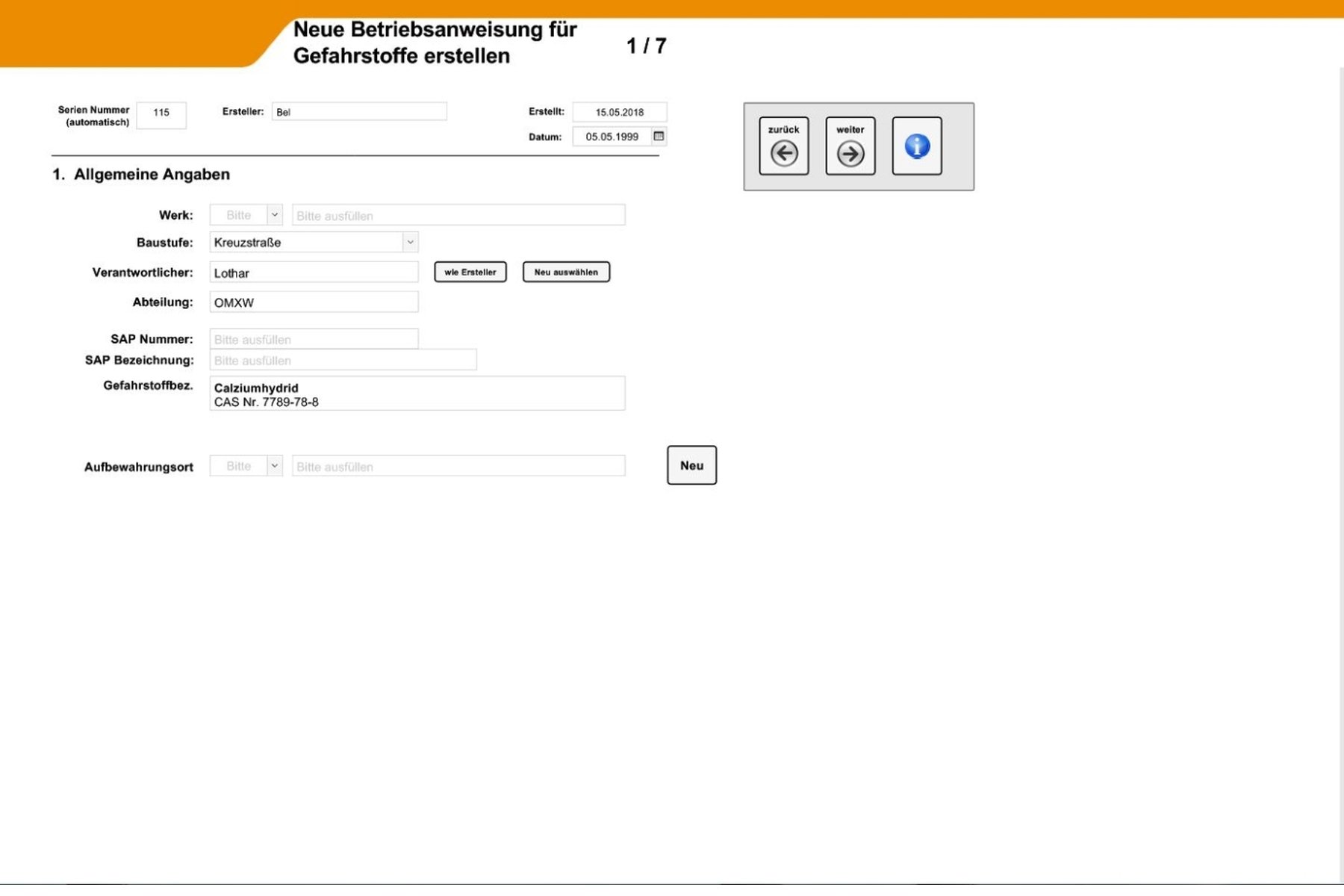 Start of documenting the usage of a new chemical