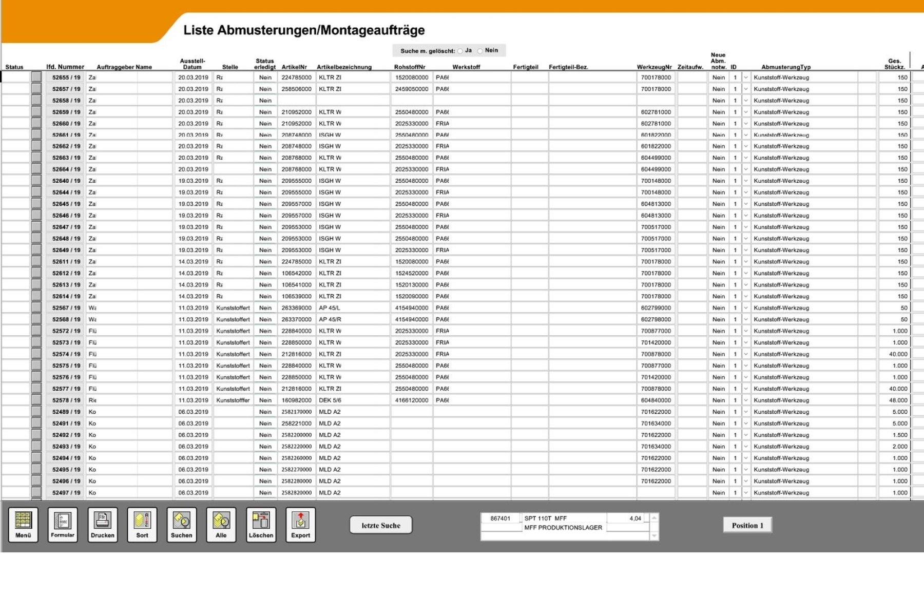 List to search and for overview