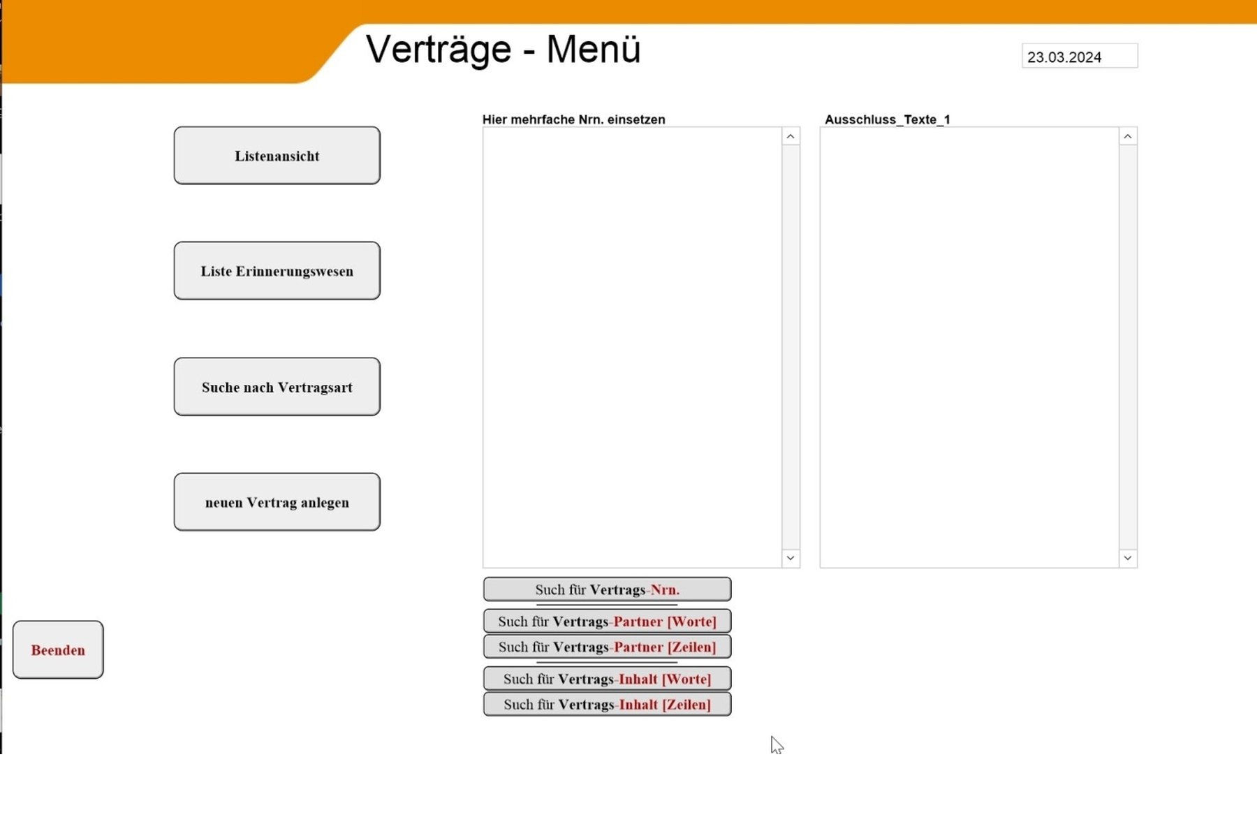 Menu with navigation and search options