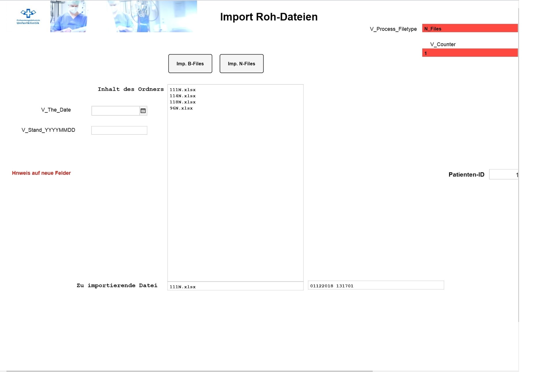 Content of the folder with files to be imported (Before & after surgery) – a bit work in progress