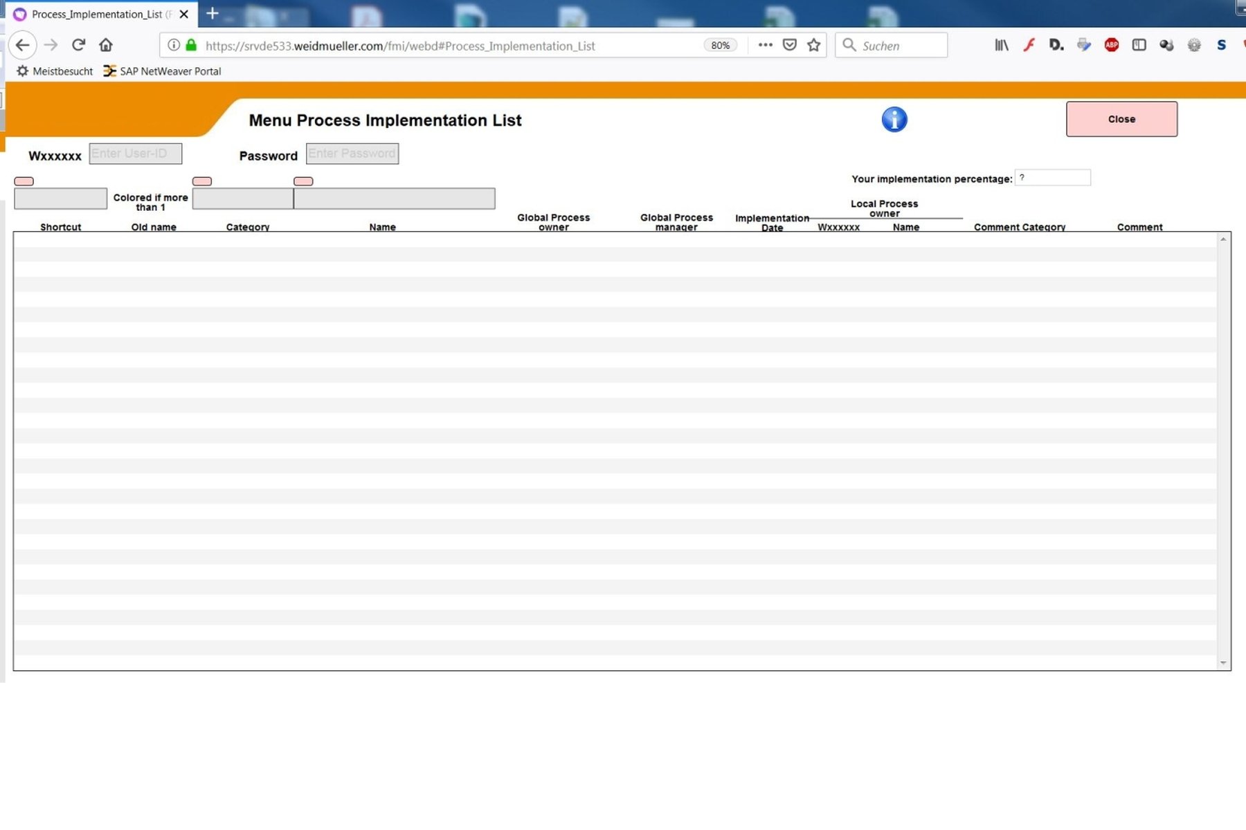 Intranet Web-Form the process managers used world-wide
