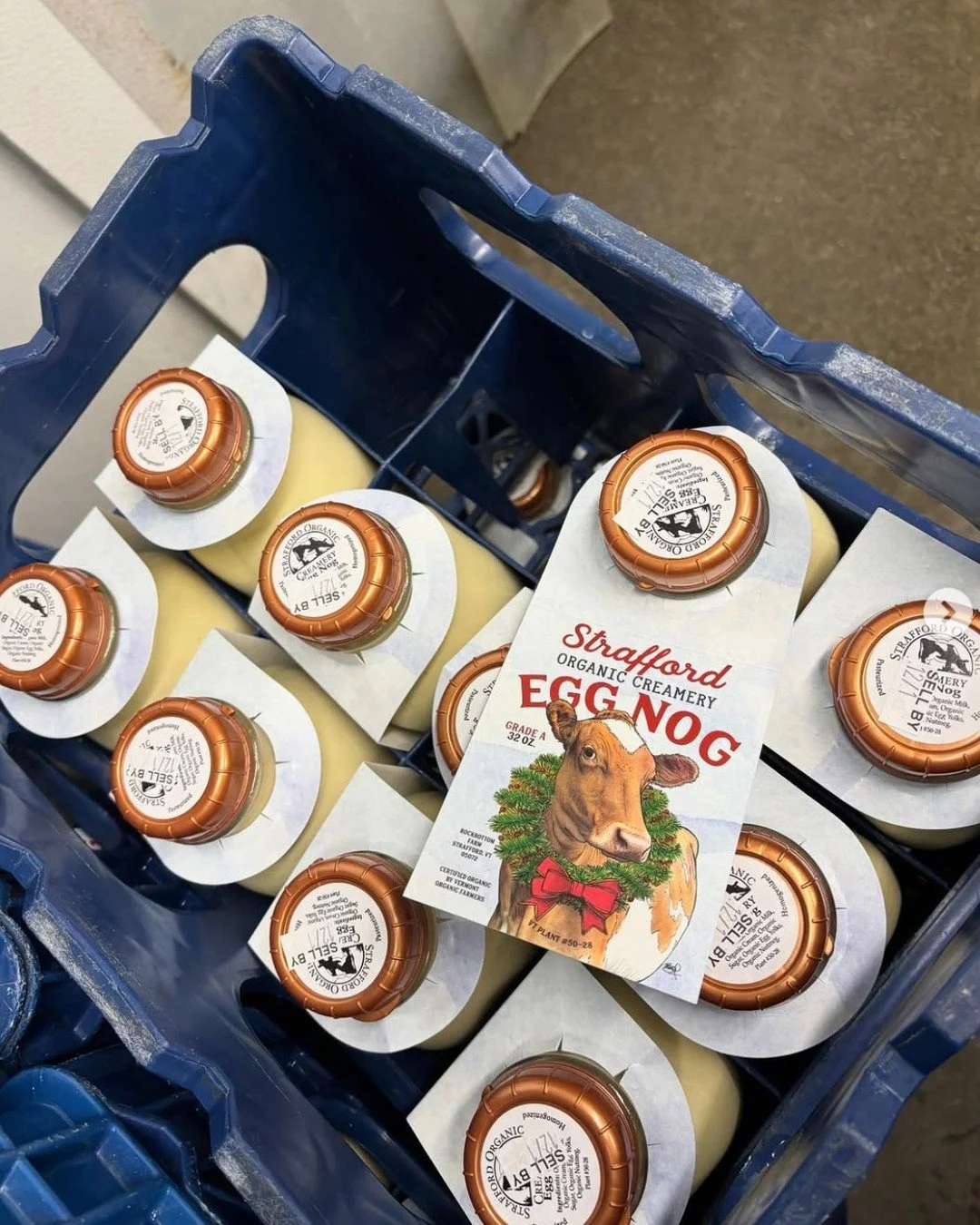 It's eggnog season and we have two excellent choices (and only two more chances to bring them in before the holidays!) Order this Thursday to stock up on @highlawnfarm's 100% Jersey, Berkshire-made eggnog or @strafford_creamery's Organic, glass bottl