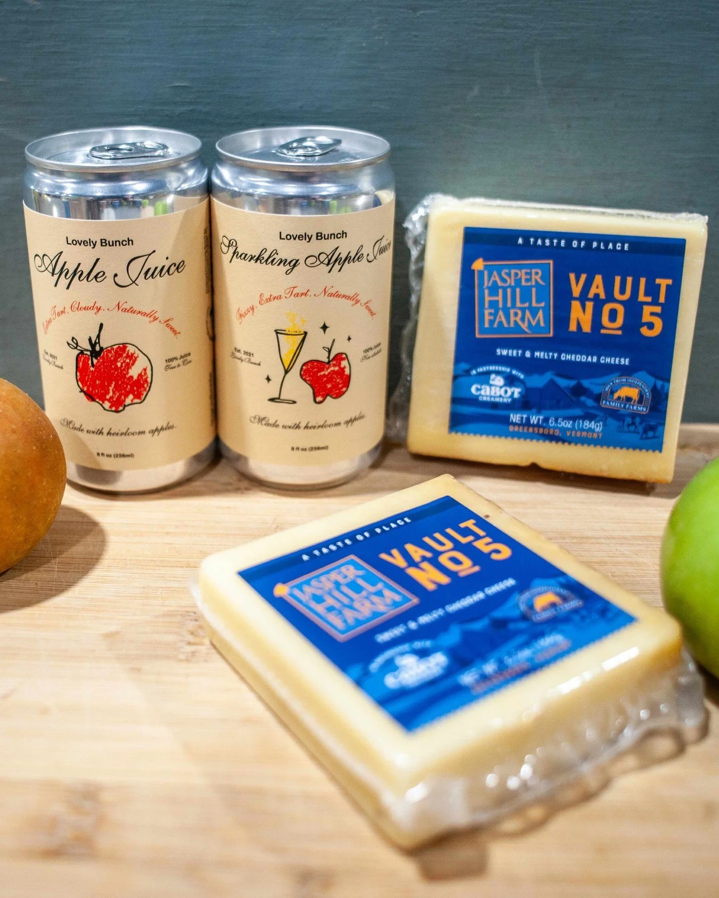 @lovelybunchjuice and @jasperhillfarm Vault 5 cheddar: Complex heirloom sparkling apple juice and bright, brothy, sea-salt caramel cheddar. Snag one of the last few bottles of the year for holiday celebrations! While you're there, check the list for 