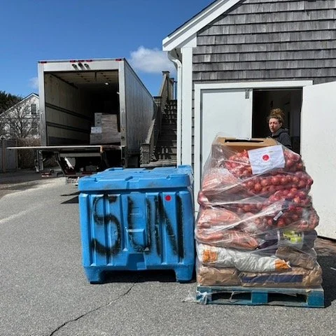 Our pallets make it to Nantucket twice a week - but it's not every day we get to see it live! Annie and Elise met the delivery with our friends at @pipandanchor. We love seeing our produce in their hands. Proud to make the trip! 🌊