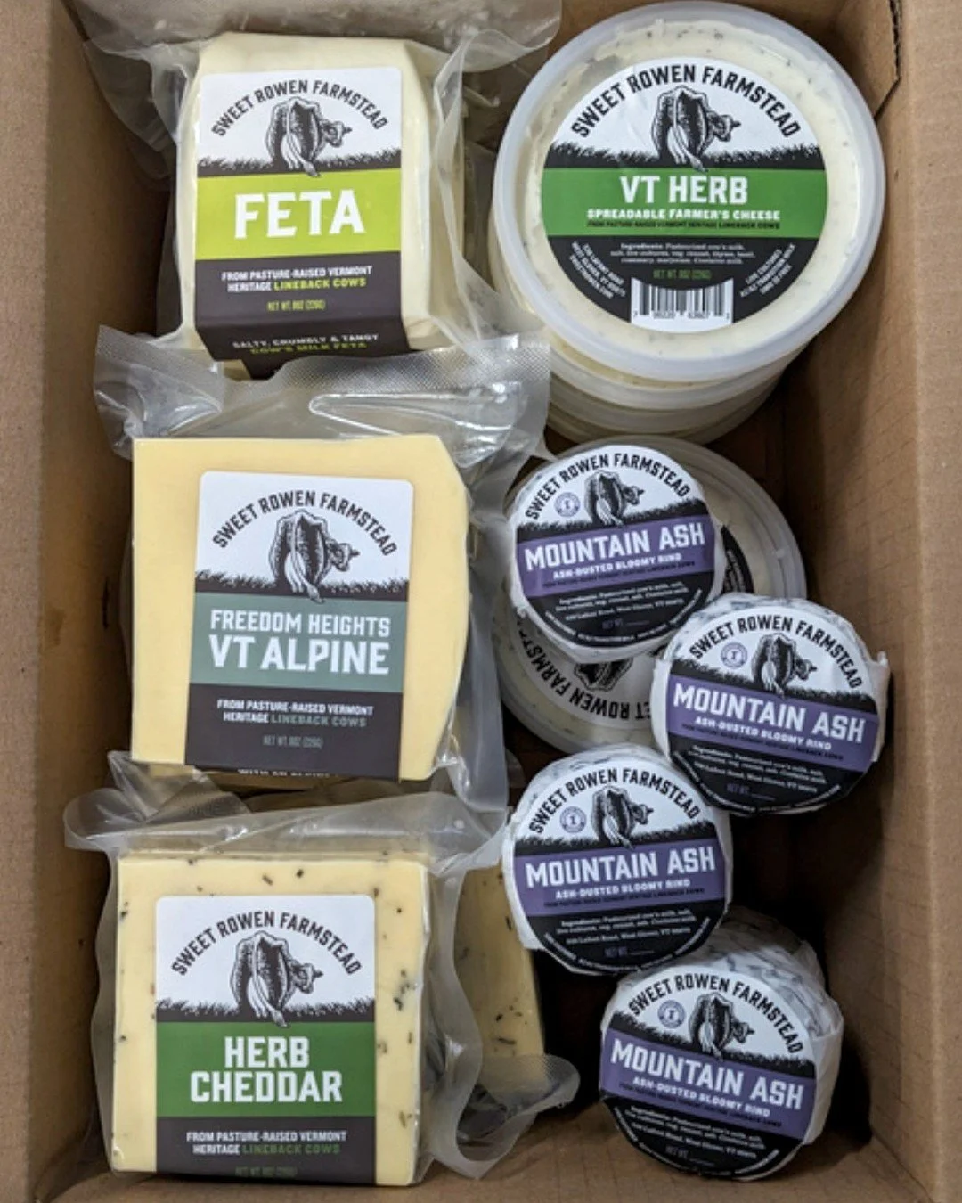 Sweet Rowen mix cases for curious first-timers and hardcore fans to dig in! @sweetrowenfarmstead is a grass-based hill farm in West Glover, VT with a small herd of pasture-raised Vermont Heritage Lineback cows and a wood-fired creamery. These mix cas