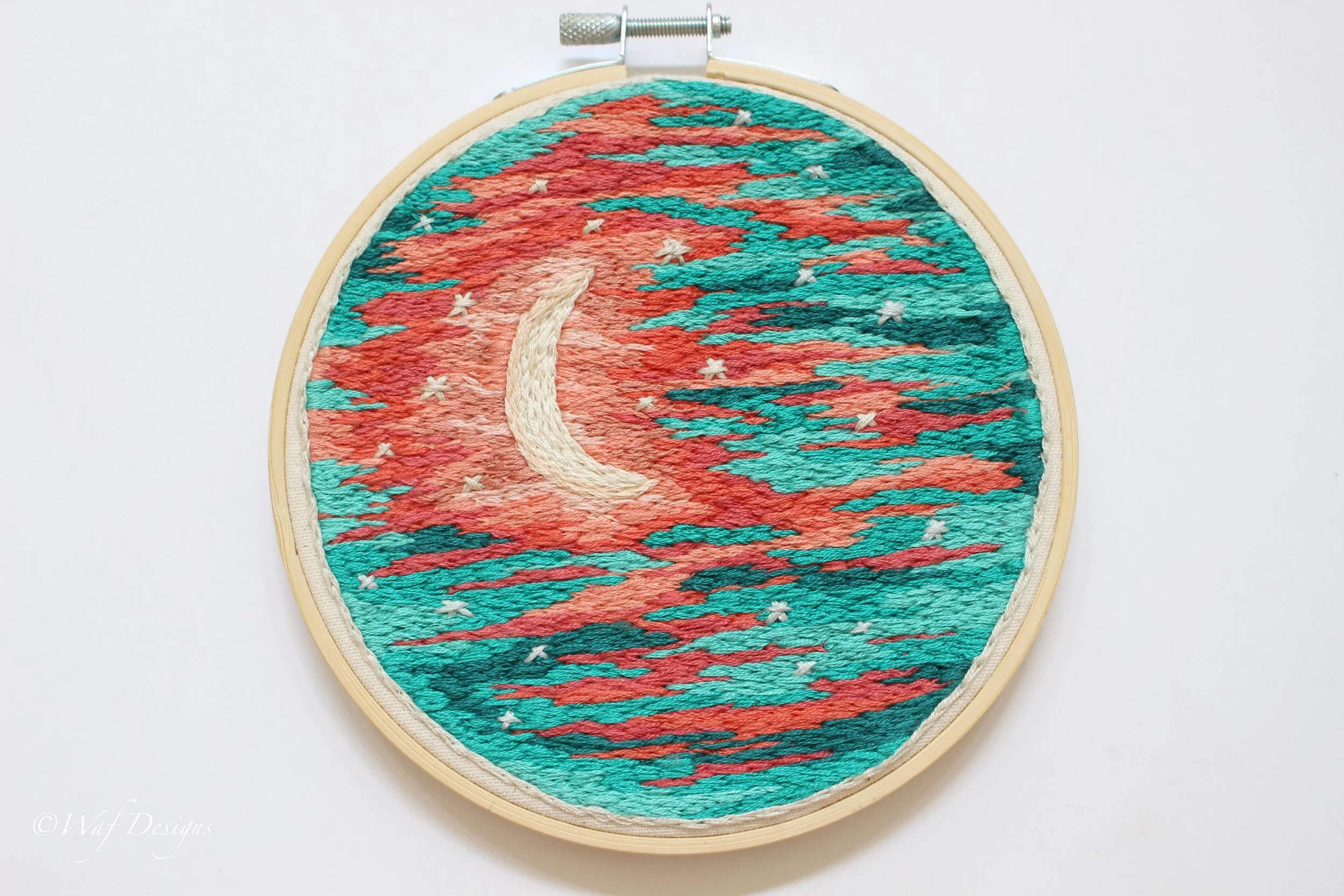 Crescent Moon 5" Hand Embroidered Artwork