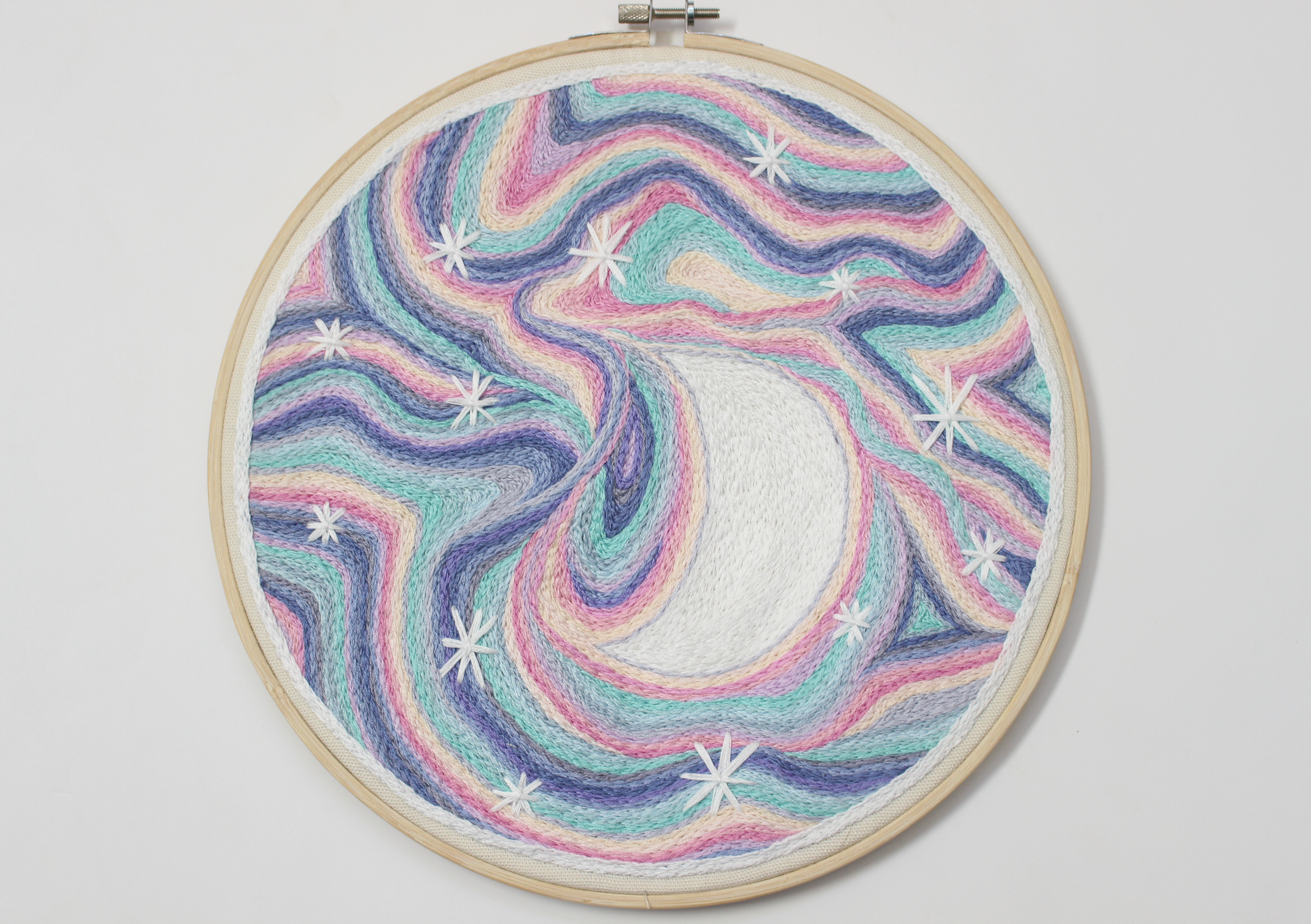 Neon Night Sky 10" Hand Embroidered Artwork