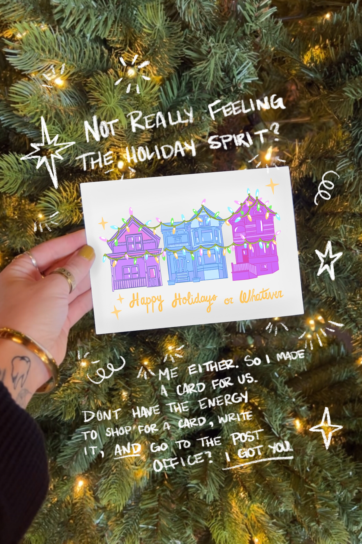 "Happy holidays or whatever" Card