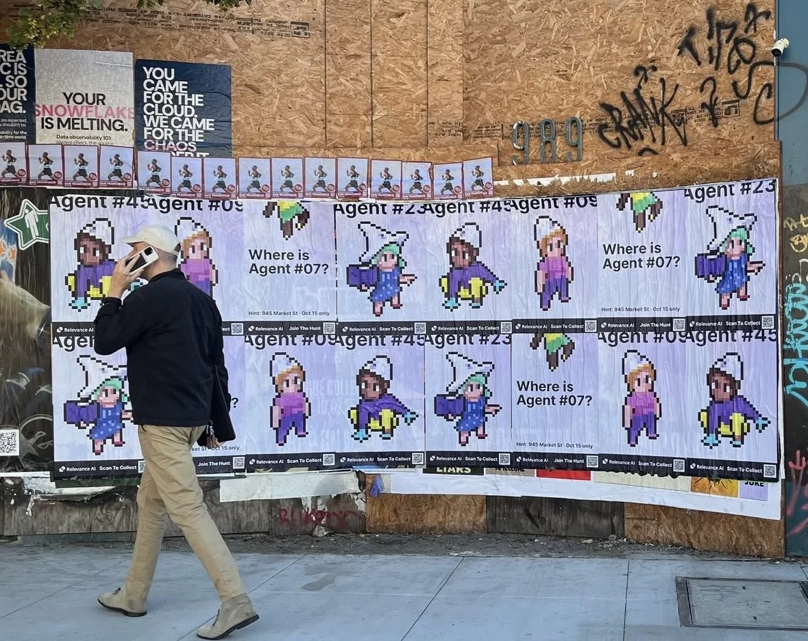 Transforming San Francisco Streets: Wheatpaste postings for AI companies bring digital innovation to life through street-level visuals, blending technology and creativity in bold urban art campaigns.