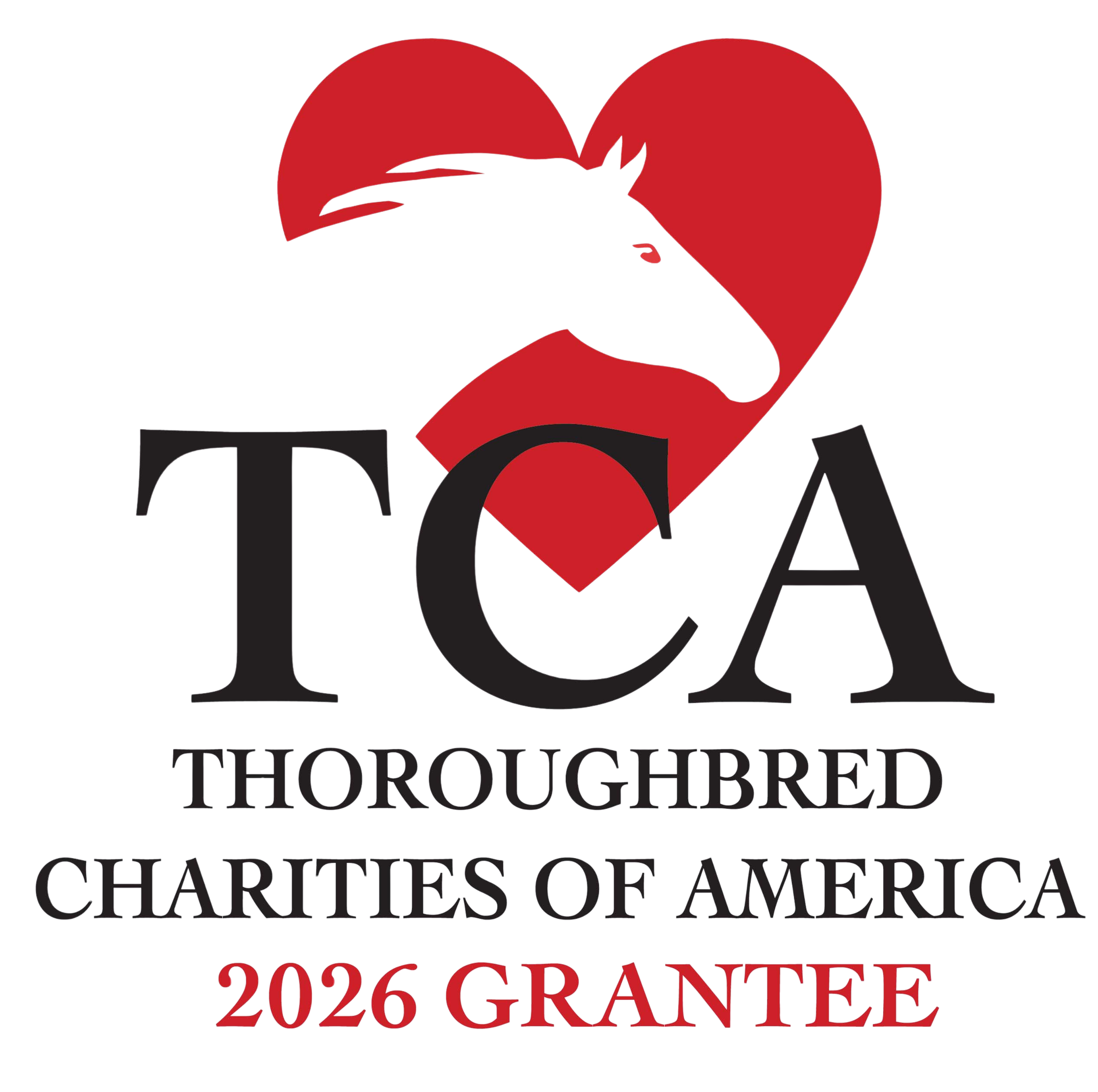Graphic with a red heart, a white horse silhouette, and black and red text about a philanthropy scholarship for 2025.