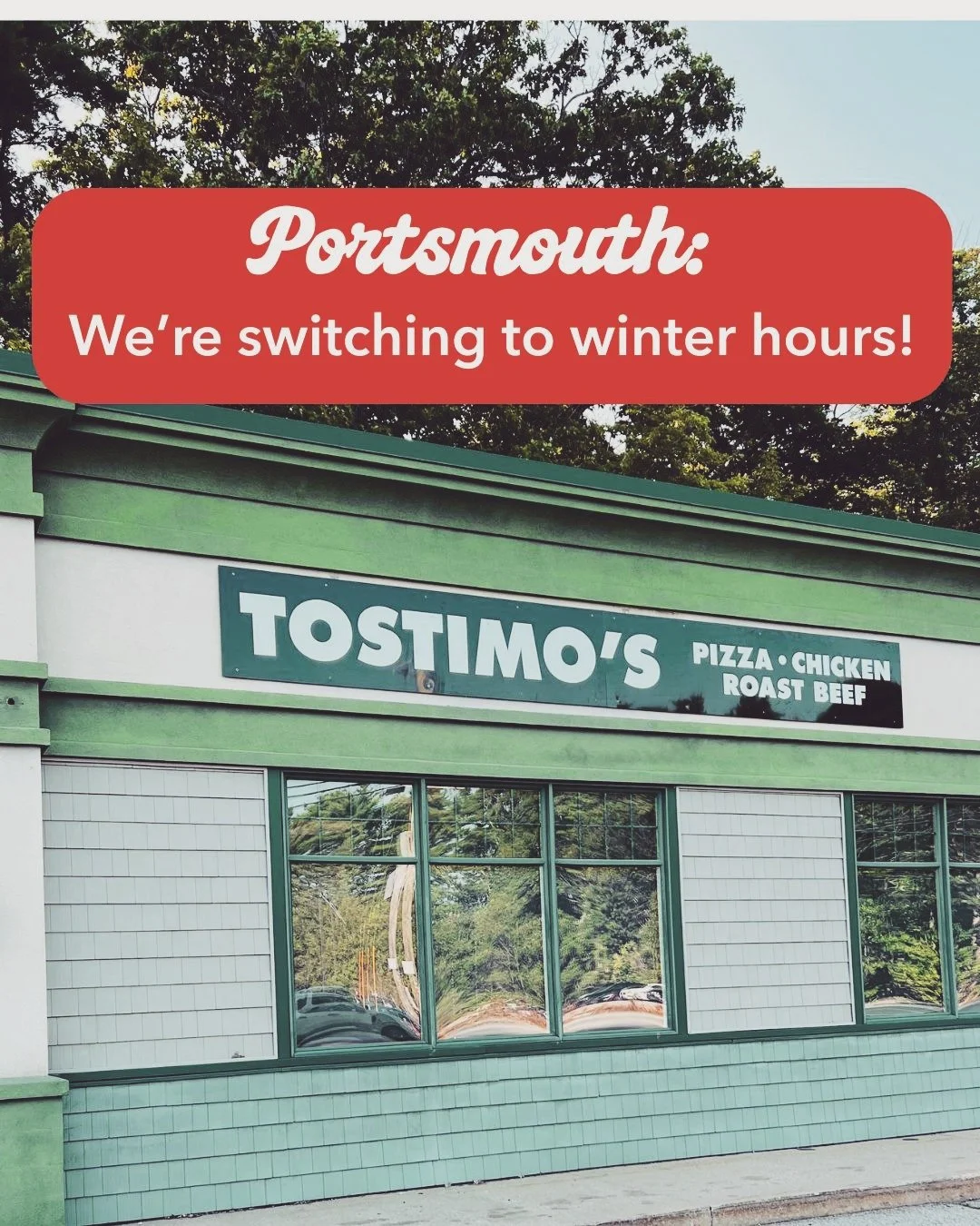 Portsmouth &mdash; we&rsquo;re switching to winter hours! ❄️

With the colder months rolling in, we&rsquo;re adjusting our hours to match the seasonal flow and keep our team running strong.

New hours starting next week:
Mondays: CLOSED
Tue&ndash;Sun