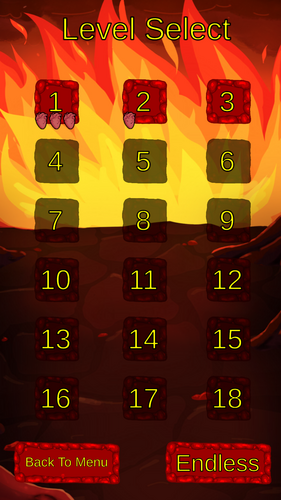 Level selection screen with level 3 unlocked