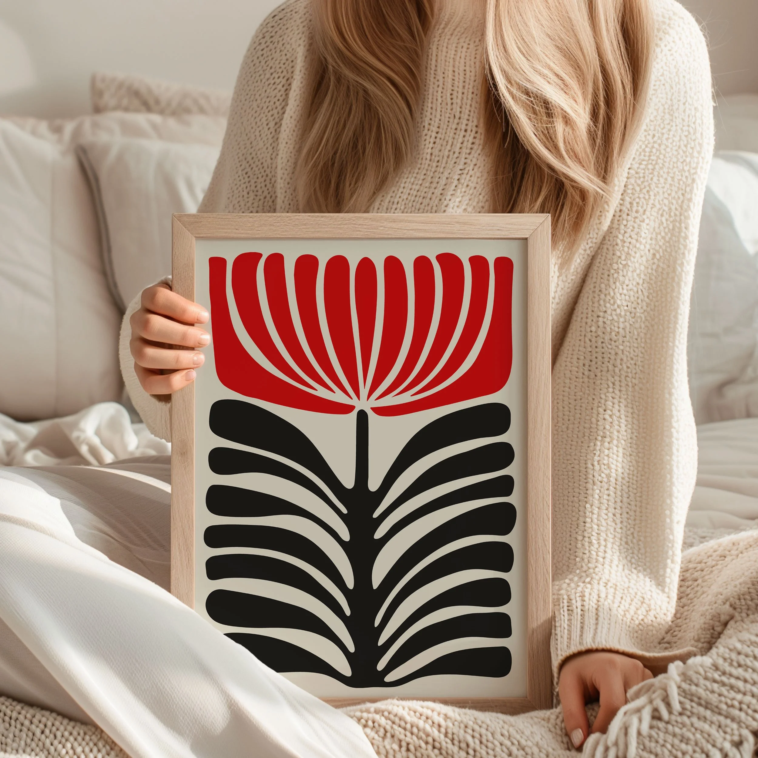 'Red & Black Chrysanthemum' Art Print