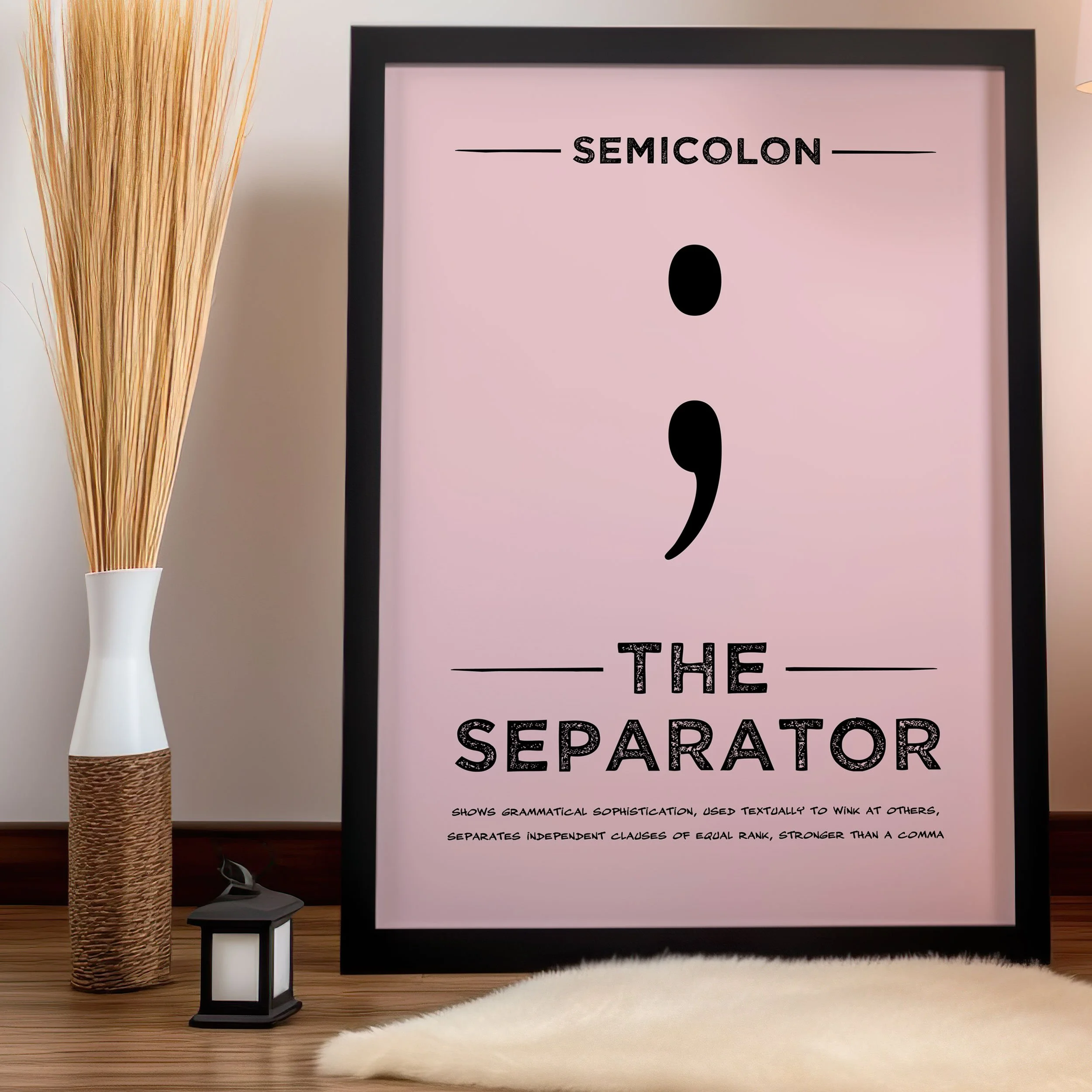 'Semicolon Punctuation Superhero' Art Print