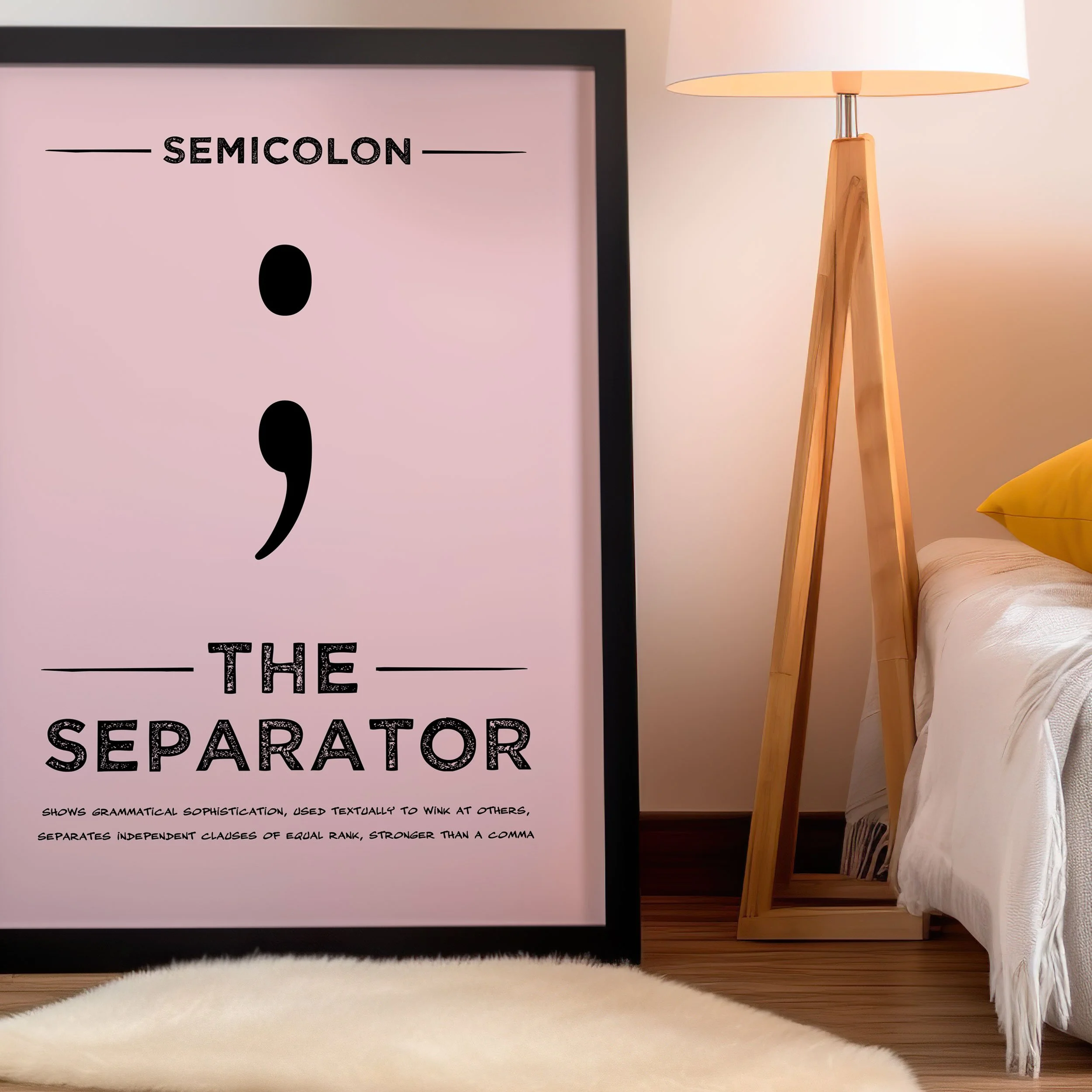 'Semicolon Punctuation Superhero' Art Print
