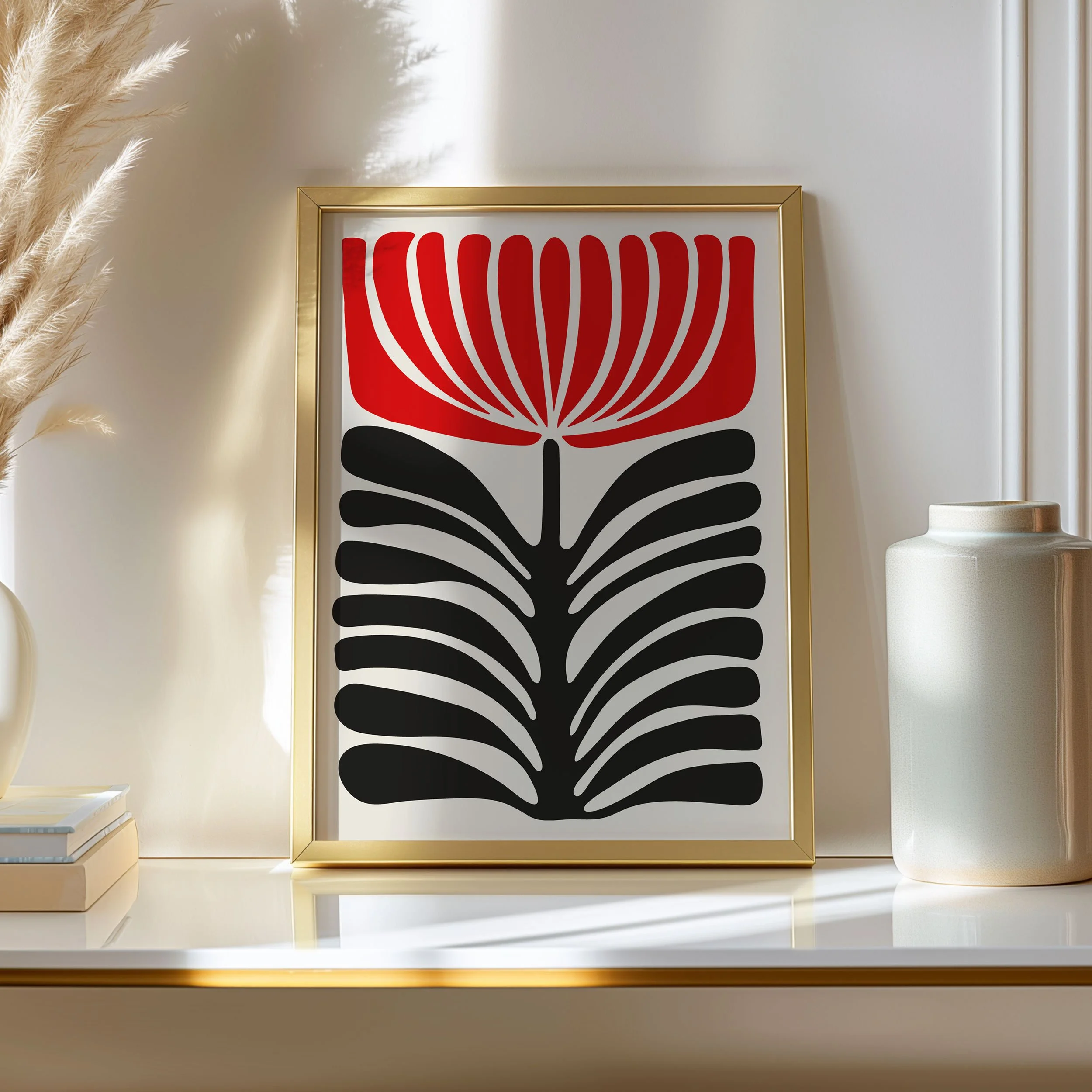 'Red & Black Chrysanthemum' Art Print