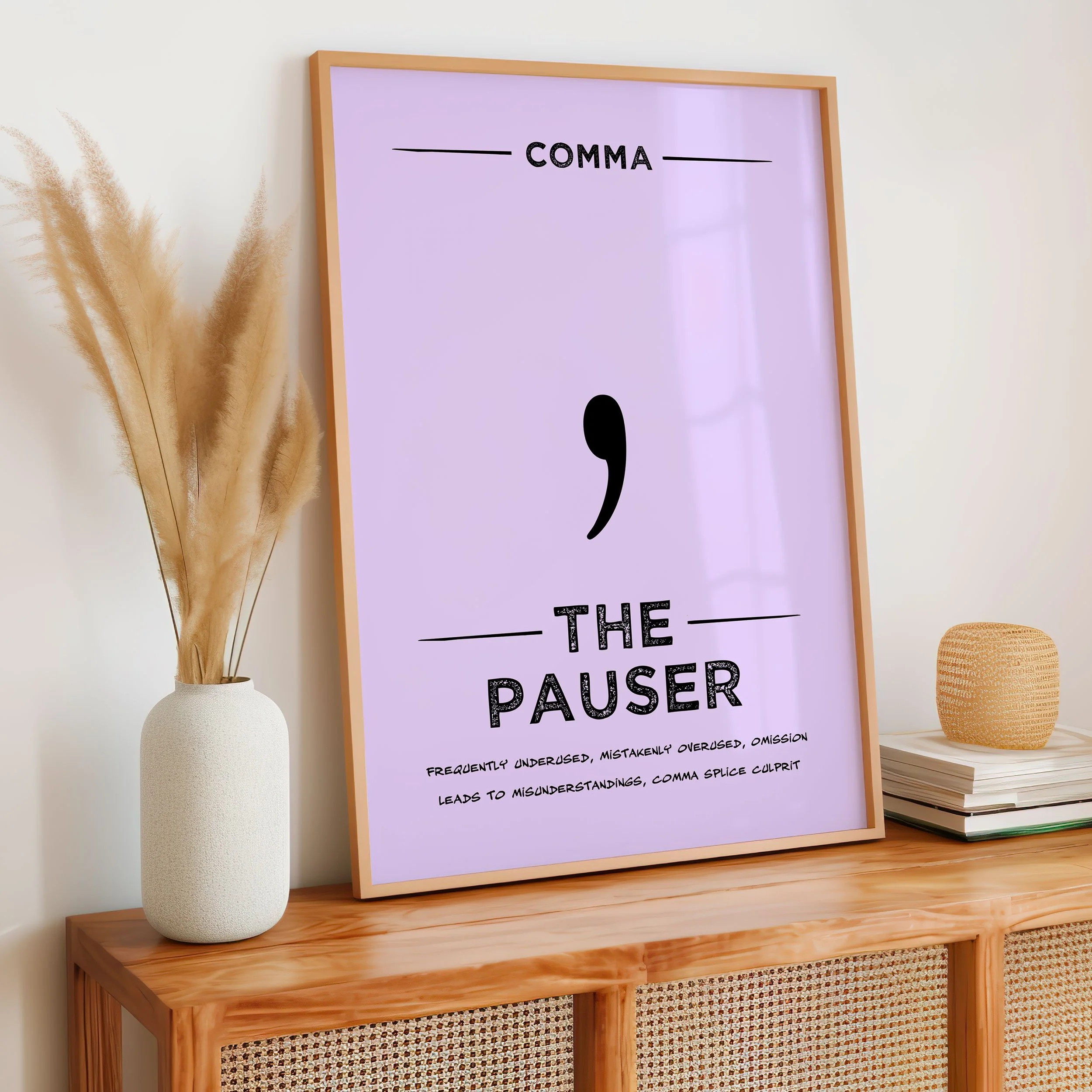 'Comma Punctuation Superhero' Art Print