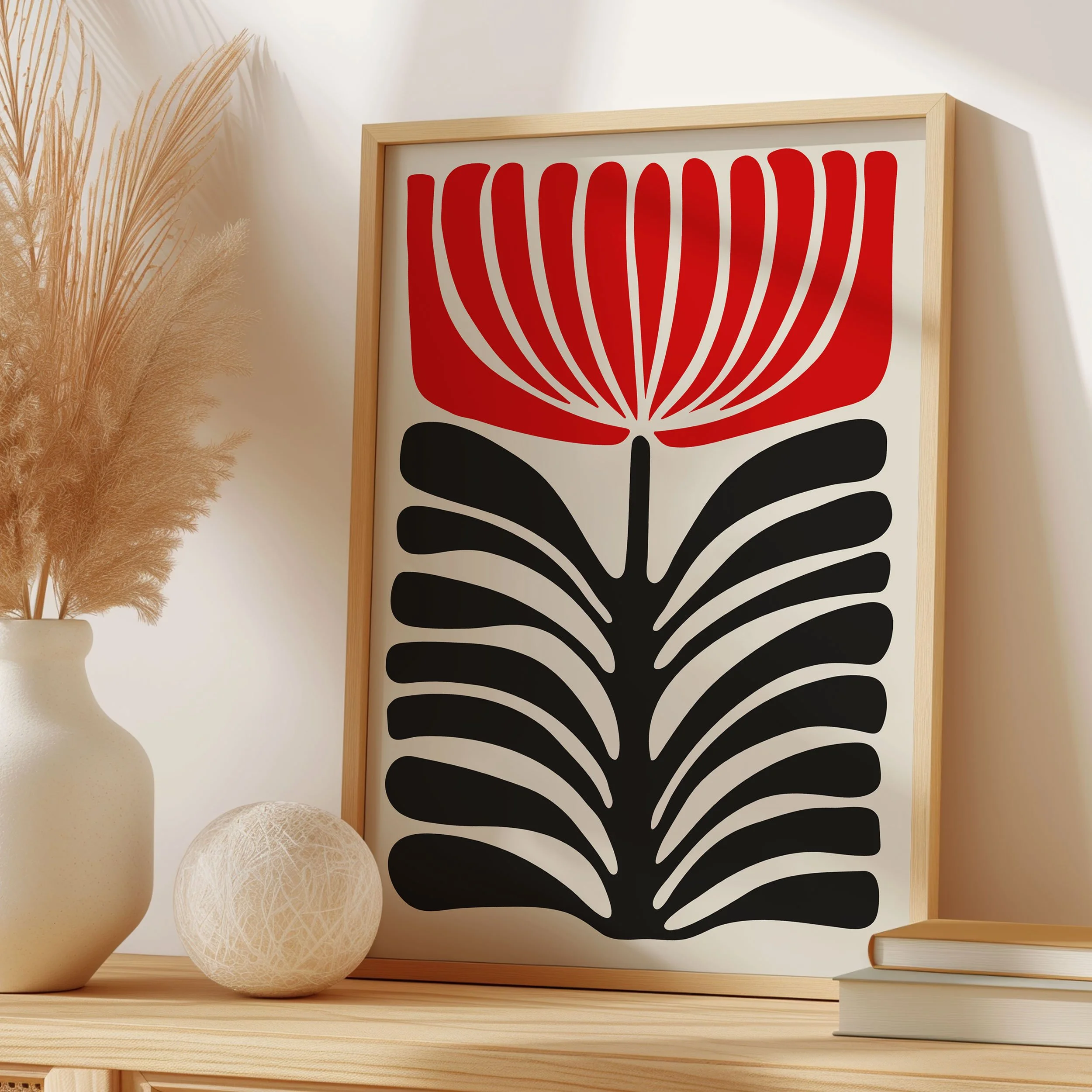 'Red & Black Chrysanthemum' Art Print