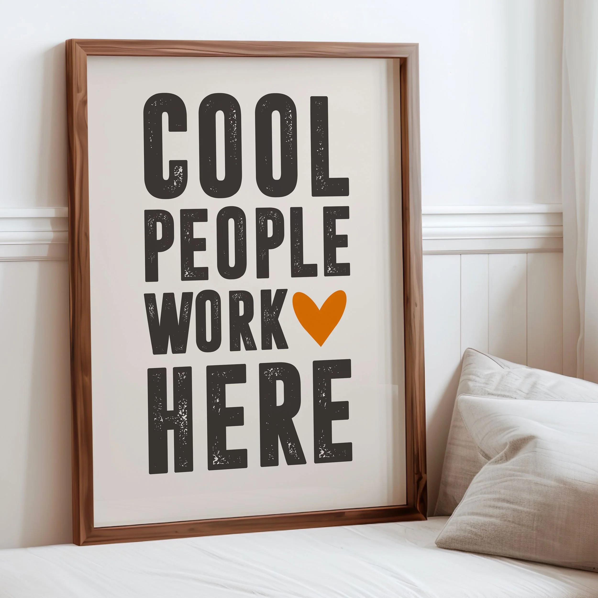 'Cool People Work Here in Orange' Art Print