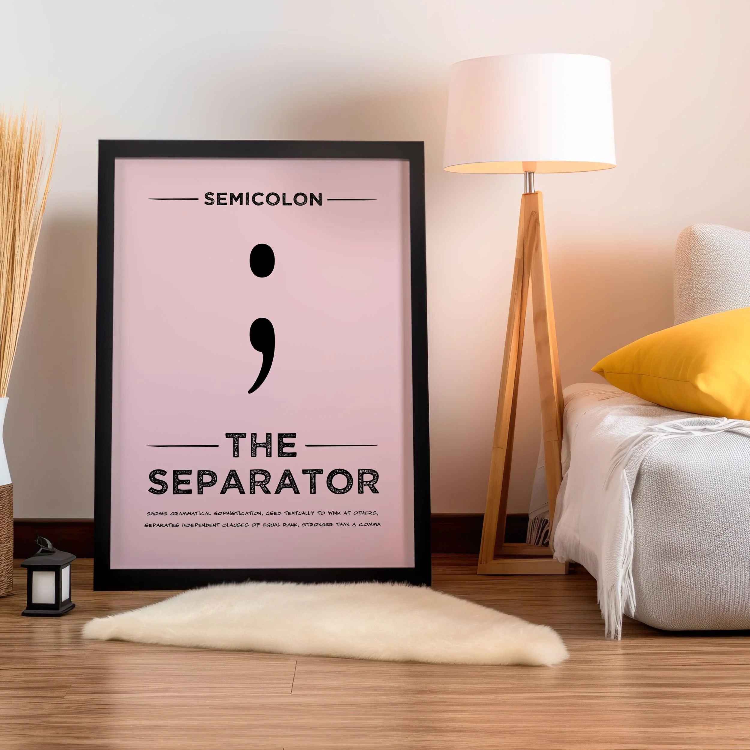 'Semicolon Punctuation Superhero' Art Print