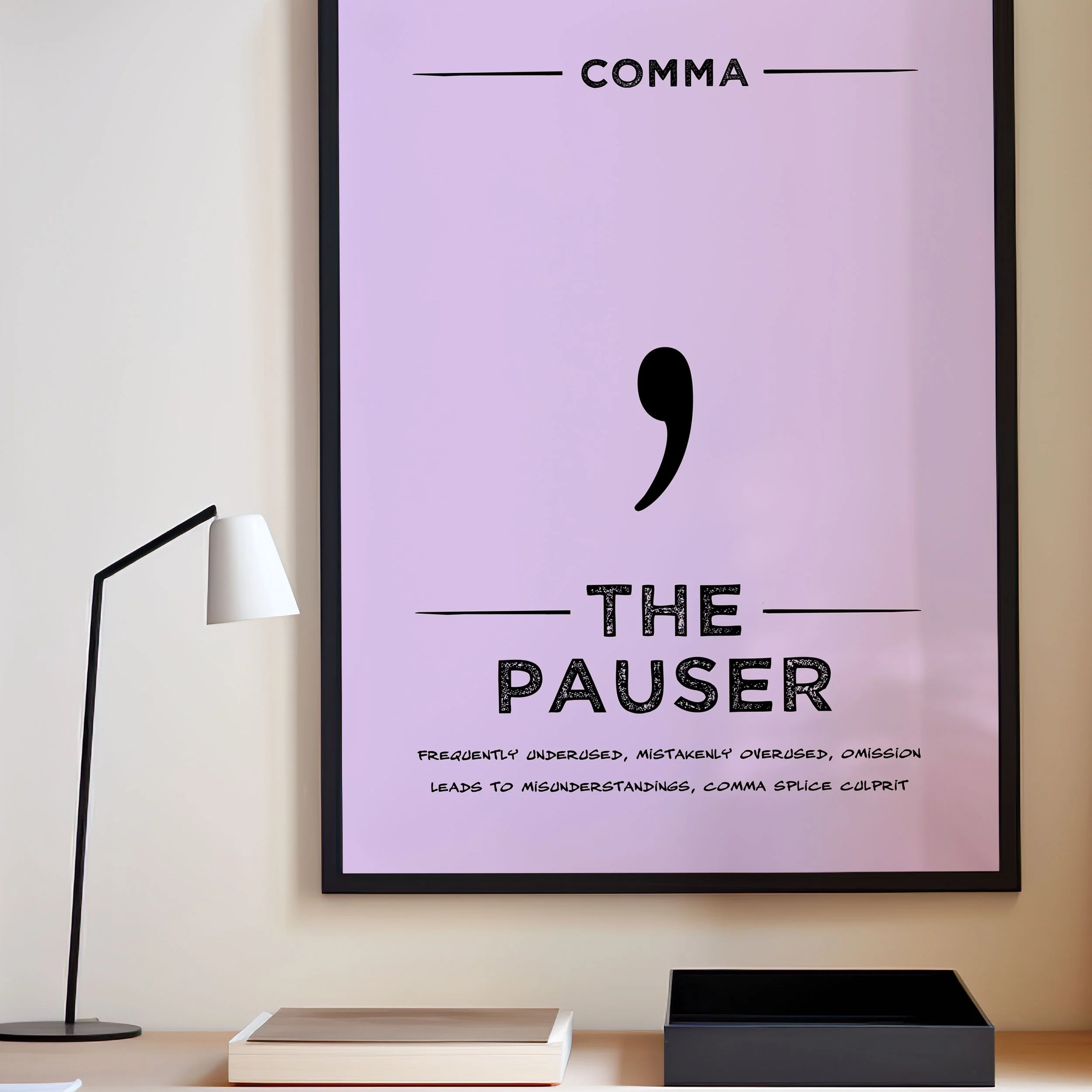 'Comma Punctuation Superhero' Art Print