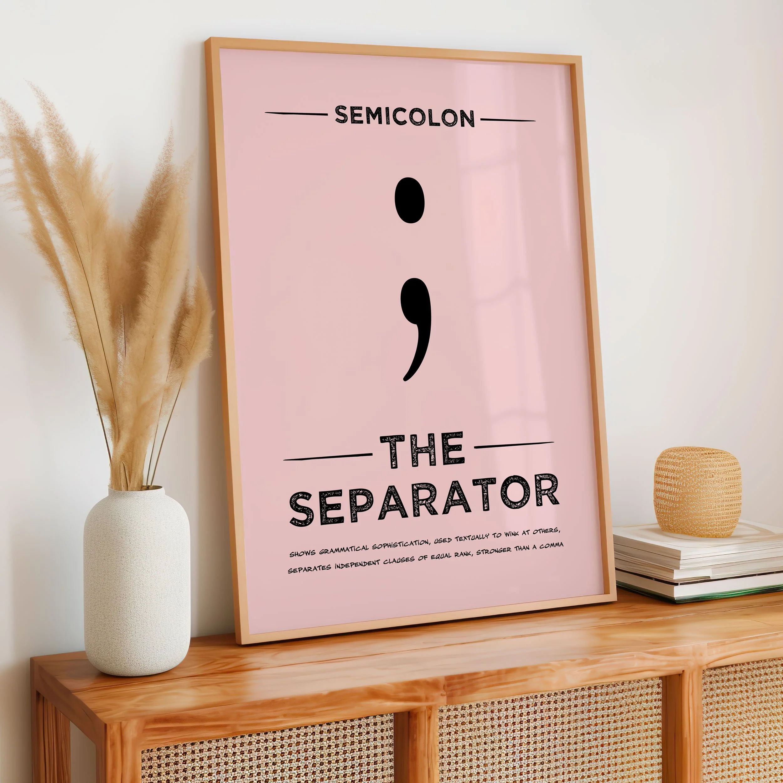 'Semicolon Punctuation Superhero' Art Print