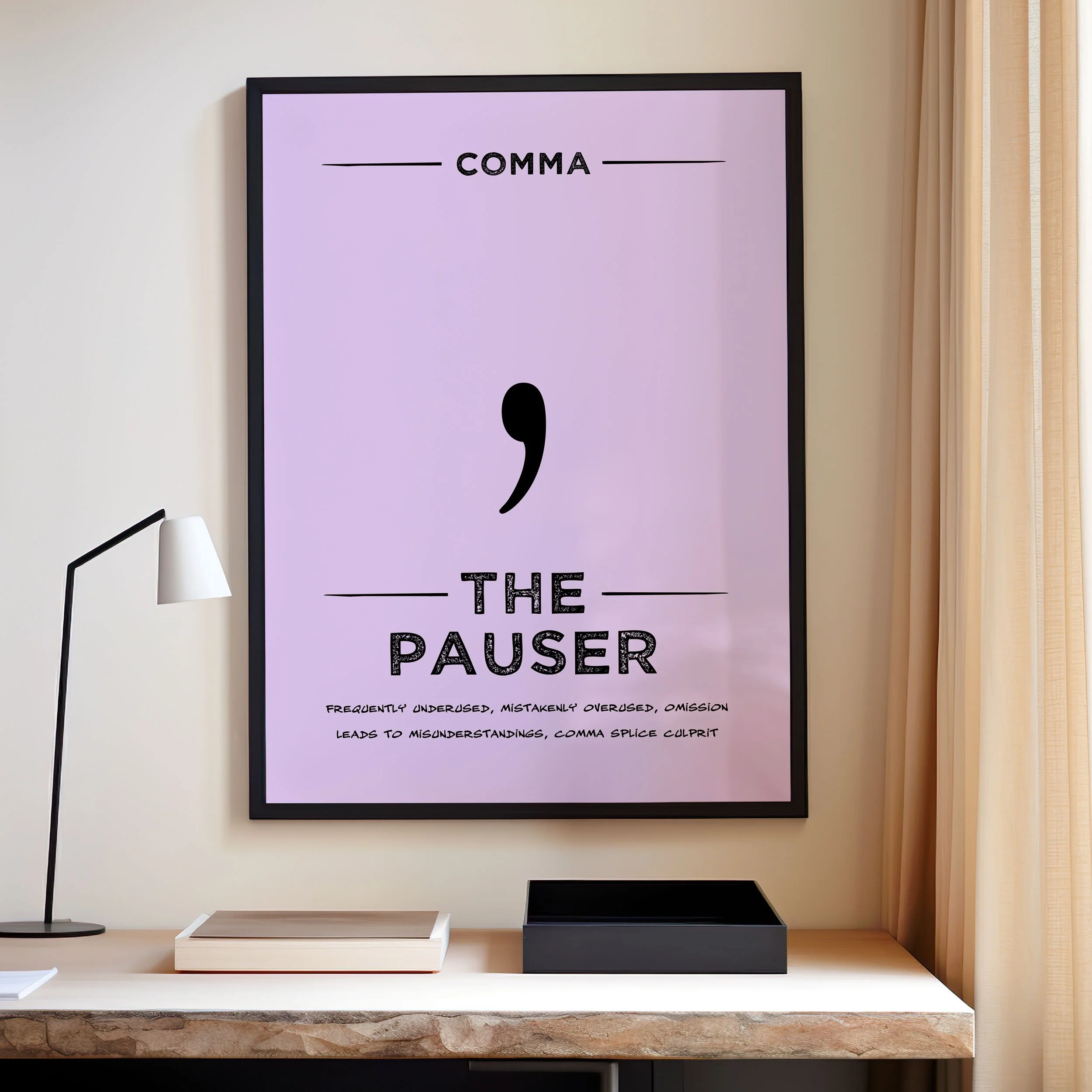 'Comma Punctuation Superhero' Art Print