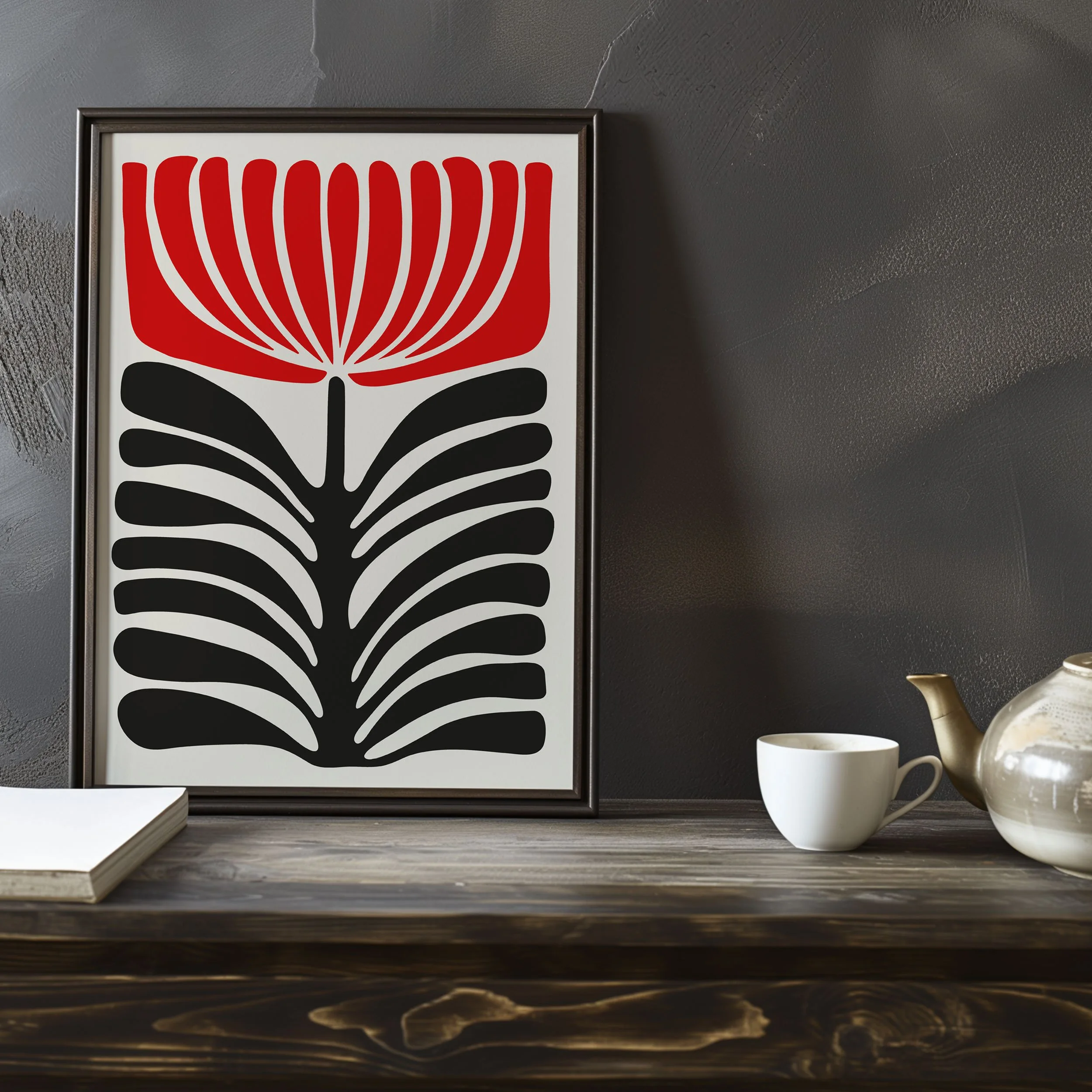 'Red & Black Chrysanthemum' Art Print