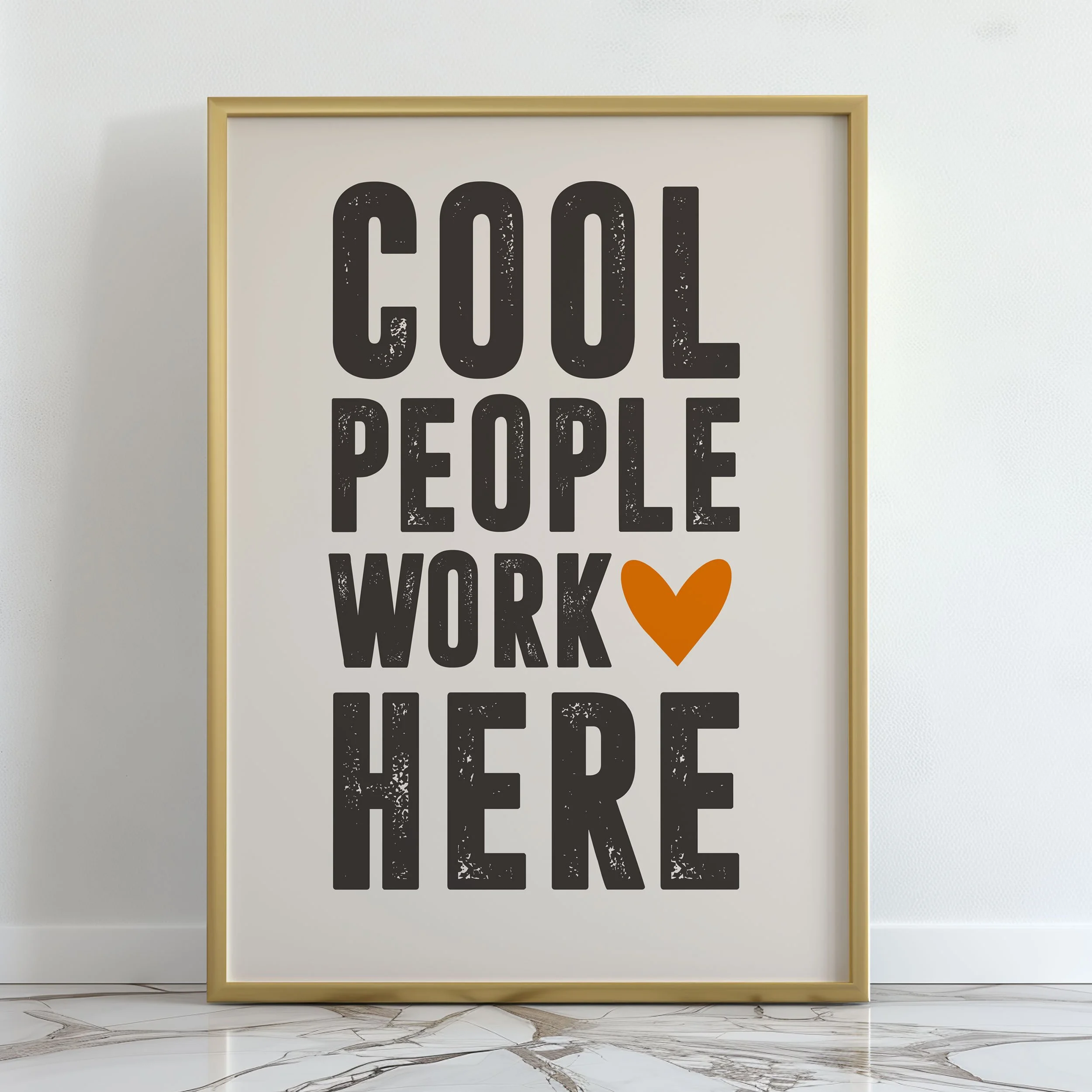 'Cool People Work Here in Orange' Art Print