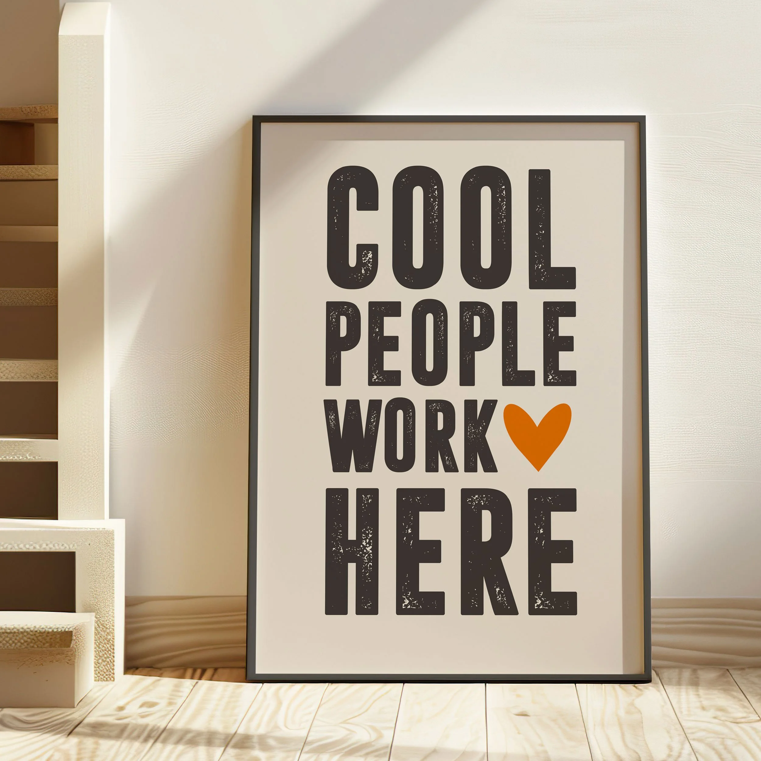 'Cool People Work Here in Orange' Art Print