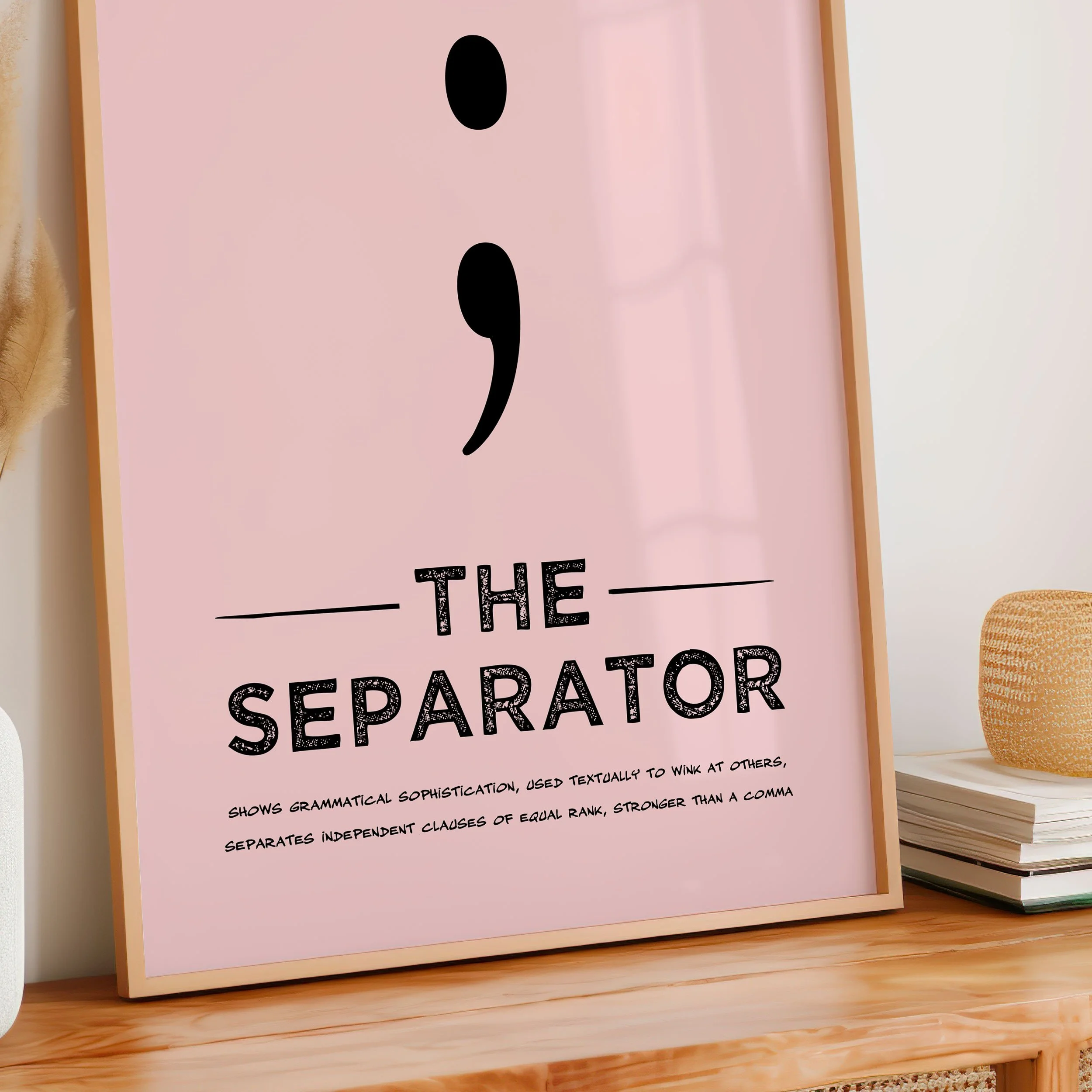'Semicolon Punctuation Superhero' Art Print
