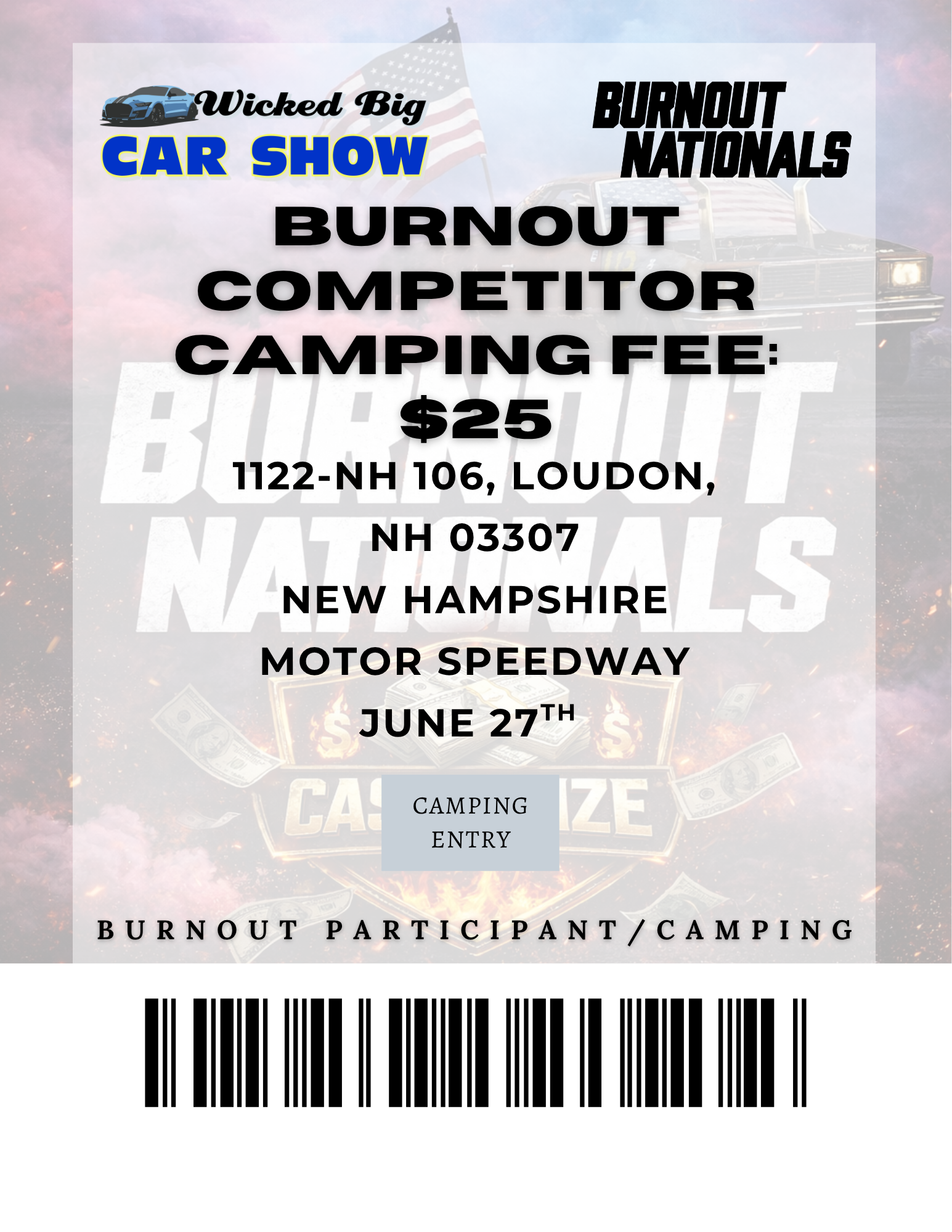 Burnout Participant 1 Day Camping Pass